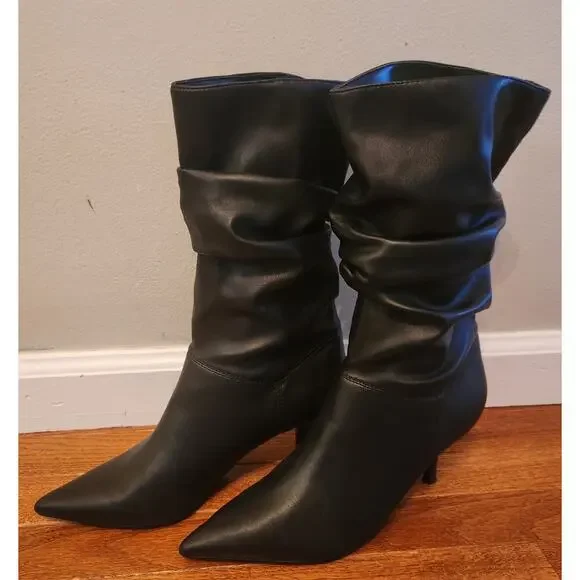 Marc Fisher Manya Slouchy Fall Black‎ Leather Point Toe Bootie Women's size 8.5 - Picture 6 of 8